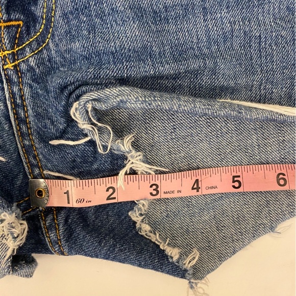 GRLFRND || Poppy Denim Shorts Distressed Cutoffs Good Luck Charm Blue 26 - Picture 9 of 10